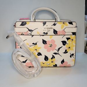 Kate Spade Lily Blooms Printed Cream Multi Satchel New With Tags